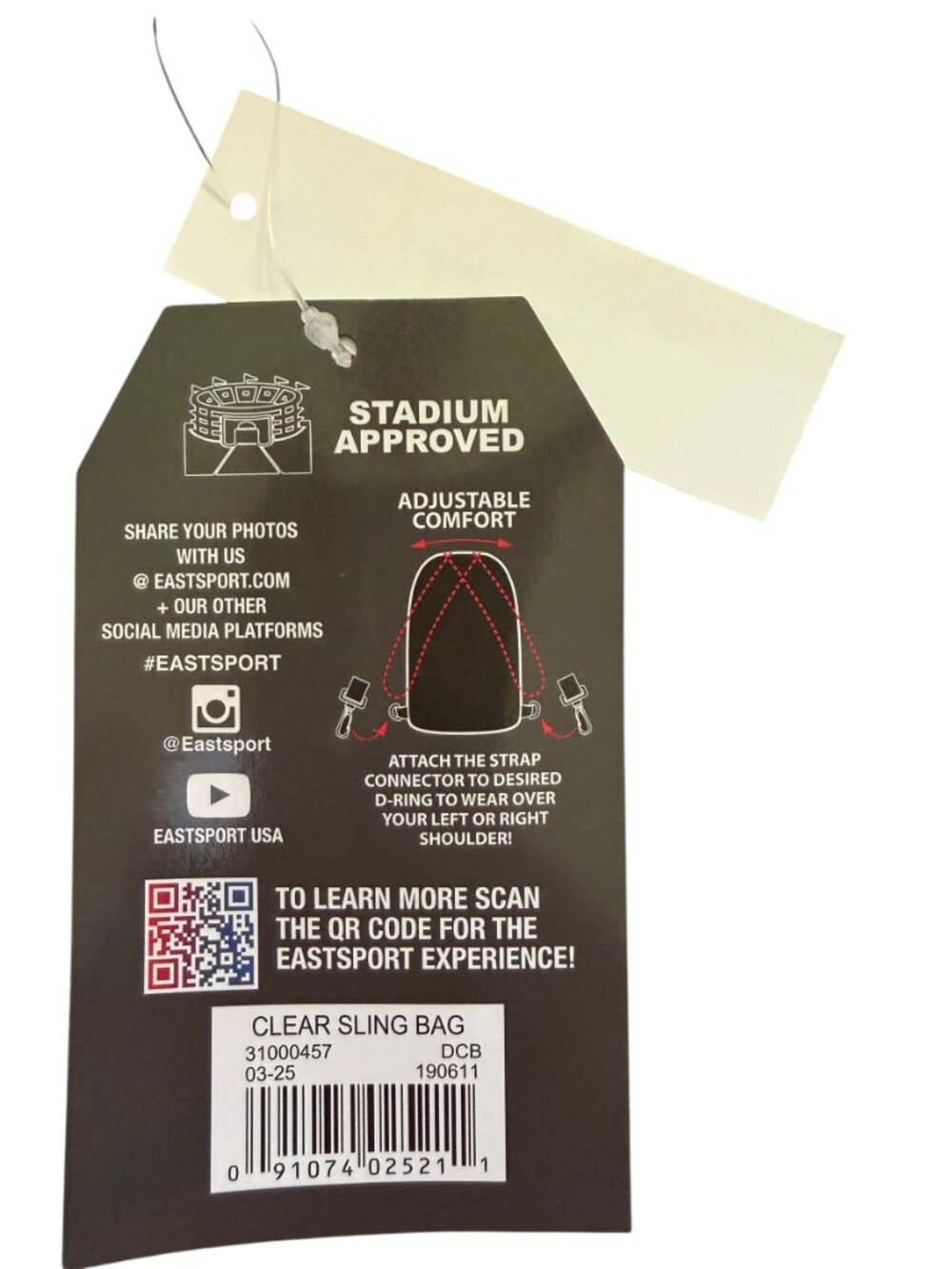 Eastsport Clear Stadium Sling Bag – Navy Trim NWT - Picture 4 of 4